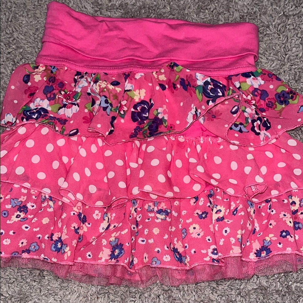 Floral Pink Ruffle Skirt